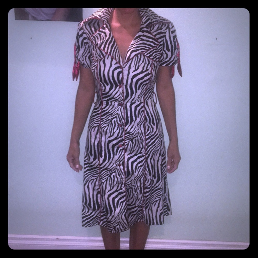 Stripe print retro dress